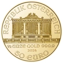 Moneda Oro de 1/2oz Filarmónica Austriaca 2024