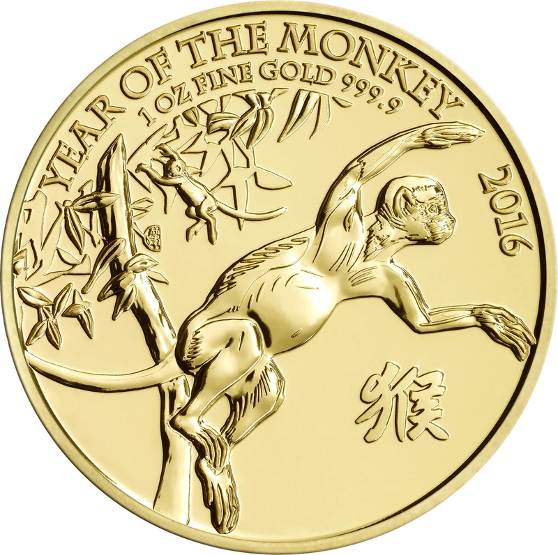 Royal Mint 1 oz de Oro - 2016 Año del Mono