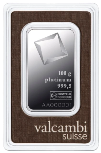 Lingote de Platino de 100 g Valcambi