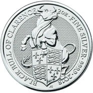 Moneda Bestias de la Reina El Toro Negro de Clarence de Plata de 2 oz