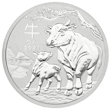 Moneda Perth Mint Calendario Lunar de Plata de 1/2 oz 2021 Año del Buey