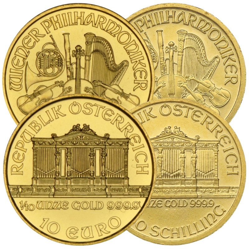 Moneda Filarmónica Viena de Oro de 1/10 oz (de Nuestra Elección)