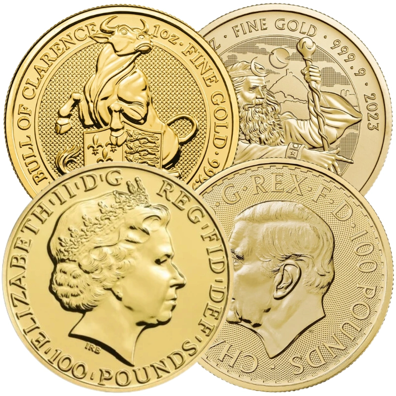 Series Royal Mint: Lunar, Bestias y Escudo de Armas Real de Oro de 1 oz (de Nuestra Elección)