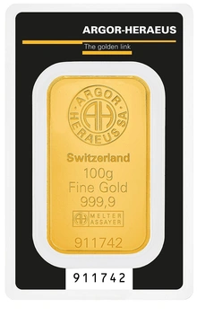Lingote de Oro de 100 g Argor-Heraeus