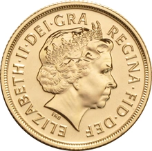 Moneda Soberano de Oro Isabel II Cuarto Retrato