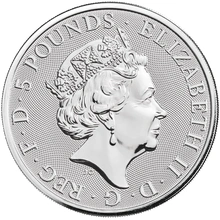 Moneda Bestias de la Reina El León Blanco de Mortimer de Plata de 2 oz