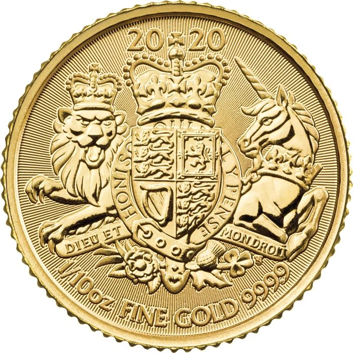 Moneda Escudo de Armas Real de Oro de 1/10 oz 2020