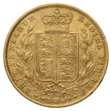 Moneda Soberano de Oro 1868 Victoria Joven con Reverso Escudado (L)