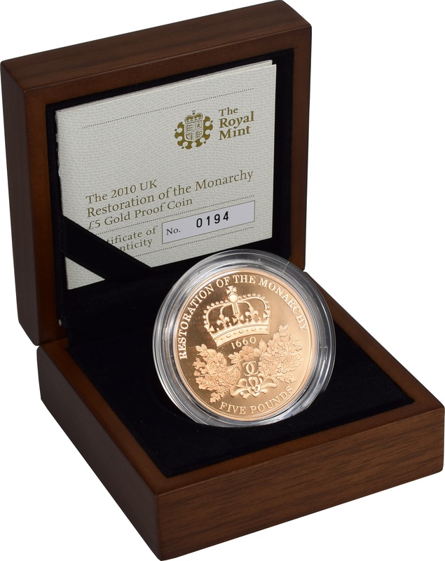 2010 - £5 Gold Proof Coin, Restoration of the Monarchy Boxed