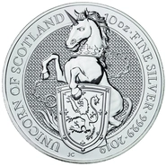 Moneda Bestias de la Reina El Unicornio de Escocia de Plata de 10 oz