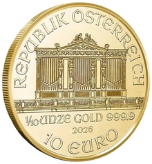 Moneda Filarmónica Viena de Oro de 1/10 oz 2026