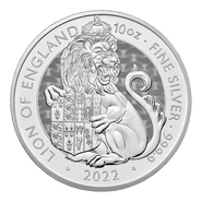 Moneda Bestas Tudor Leon de Inglaterra de Plata de 10 oz 2022
