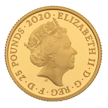 Moneda de Oro Proof de 1/4 onza en caja de regalo - James Bond 'Mezclado no agitado' 2020
