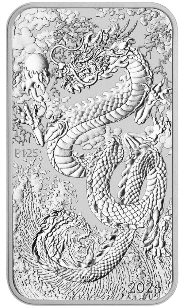 Moneda Dragón Rectangular de Plata de 1 oz 2024