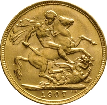 Moneda Soberano de Oro 1907 Eduardo VII (M)