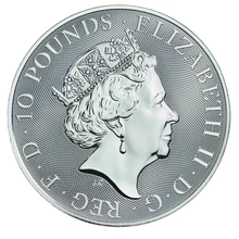 Moneda Bestias de la Reina El Unicornio de Escocia de Plata de 10 oz