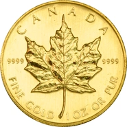 Maple Leaf Canadiense de 1 oz de Oro 1986