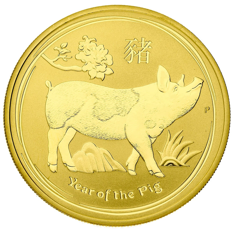 Moneda Perth Mint Calendario Lunar de Oro de 1 oz 2019 Año del Cerdo