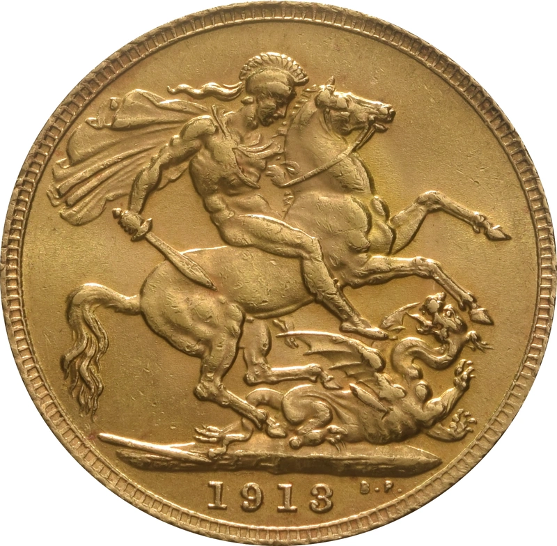 Moneda Soberano de Oro Jorge V 1913 Londres