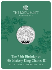 Moneda Plata 1/2 oz Proof - 75 Aniversario de Carlos III de Reino Unido 2023