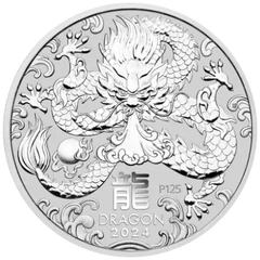 Moneda Perth Mint Calendario Lunar de Plata de 1/2 oz 2024 Año del Dragón