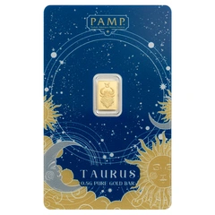 0.5g Lingote de oro PAMP Zodiac Taurus Minted