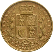 Moneda Soberano de Oro 1882 Victoria Joven con Reverso Escudado (M)