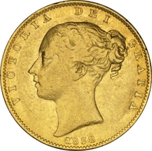 Moneda Soberano de Oro 1838 Victoria Joven con Reverso Escudado (L)