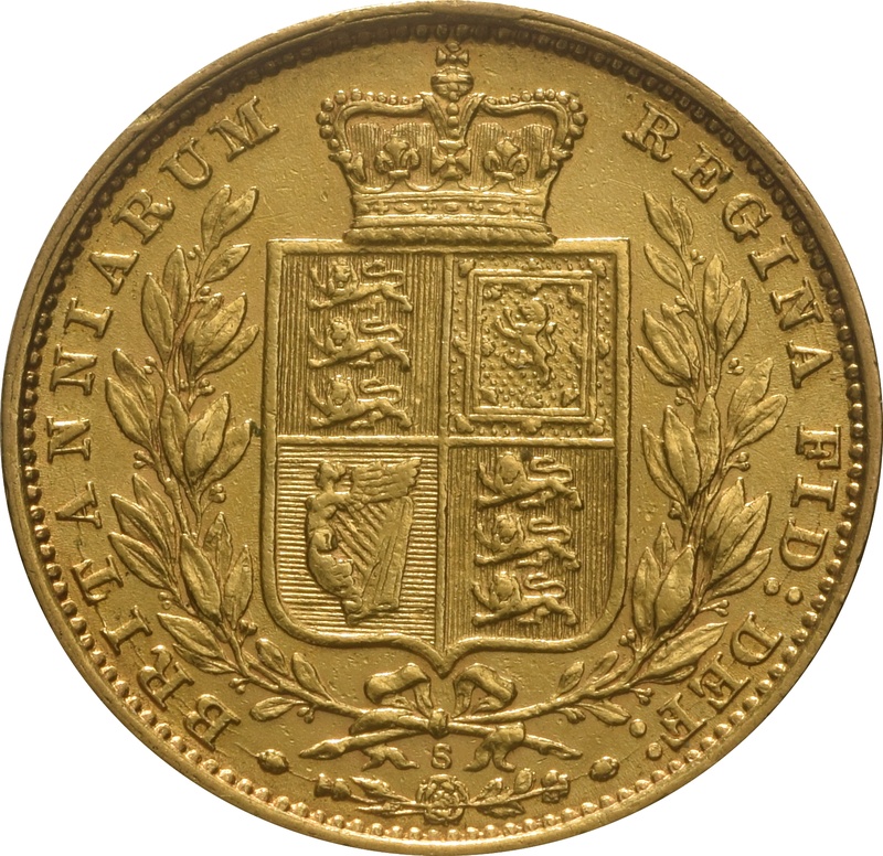 Soberano de Oro 1883 - Victoria Joven con Reverso Escudado (S)