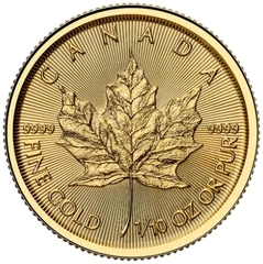 Maple Leaf Canadiense de 1/10 oz de Oro 2025