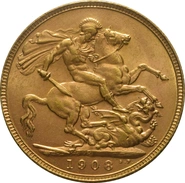 Moneda Soberano de Oro 1908 Eduardo VII (P)