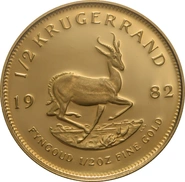 Moneda Krugerrand de Oro de 1/2 oz Proof 1982