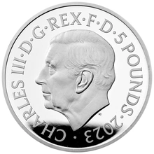 Moneda de Plata de £5 Proof - 75 Anversario de Carlos III 2023