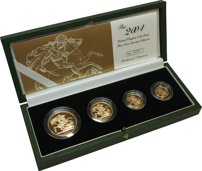 2004 Proof Gold Sovereign 4 Coin Set Boxed