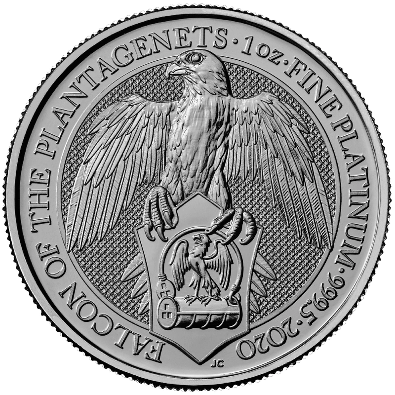 Moneda Bestias de la Reina de Platino de 1 oz El Halcón de los Plantagenets