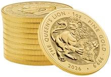 2026 León de la Reina - Bestias Tudor Moneda de oro de 1 onza