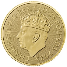 Moneda de oro de £25 cuartos de onza de la Coronación de 2023