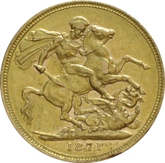 Moneda Soberano de Oro 1871 Victoria Joven (S)