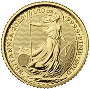 Moneda Britannia de Oro de 1/10 oz 2022