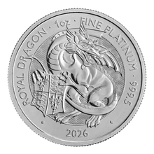 2026 El Dragón Real Dragon Tudor 1 onza Moneda de Platino