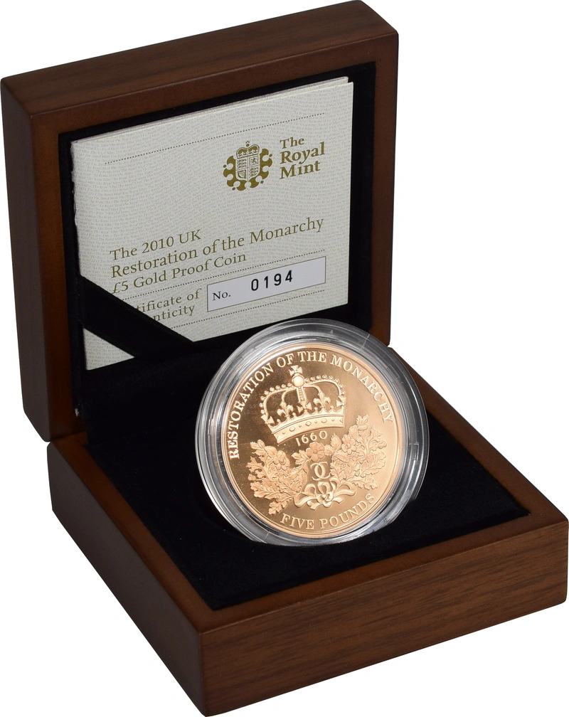 Moneda Soberano Quíntuplo de Oro Proof 2010 Restauración de la Monarquía en Caja Original