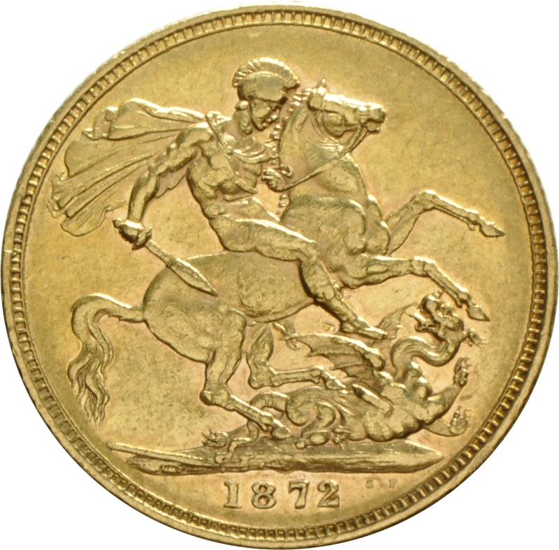 Moneda Soberano de Oro 1872 Victoria Joven (S)