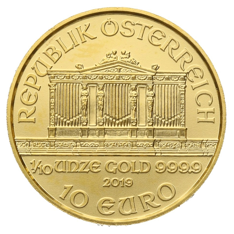 Moneda Filarmónica Viena de Oro de 1/10 oz 2019