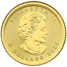 Maple Leaf Canadiense de 1/10 oz de Oro 2020