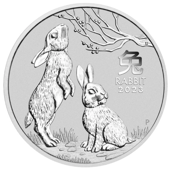 Moneda Perth Mint Calendario Lunar de Plata de 2 oz 2023 Año del Conejo