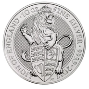 Moneda Bestias de la Reina El León de Inglaterra de Plata de 10 oz