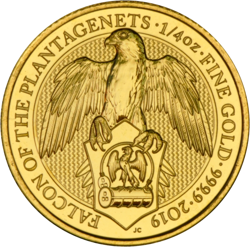 Moneda Bestias de la Reina El Halcón de los Plantagenets de Oro de 1/4 oz 2019