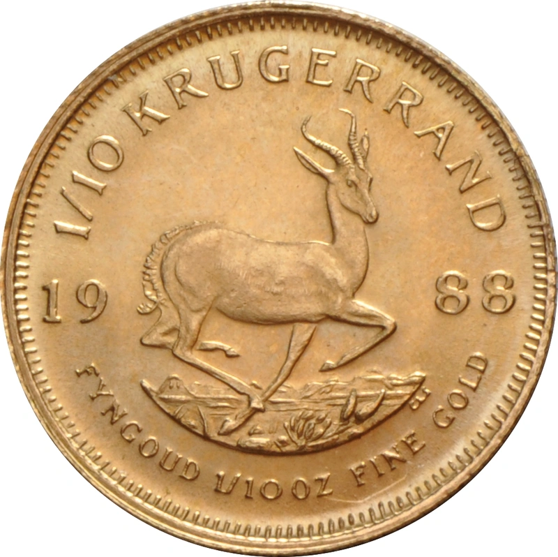 Moneda Krugerrand de 1/10 oz de Oro 1988