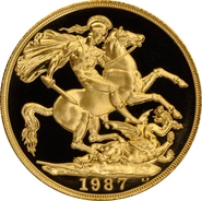 Moneda Soberano Doble de Oro Proof 1987