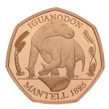 Moneda Colección Dinosaurios Iguanodonte de 50 peniques de Oro 2020 Proof en Caja